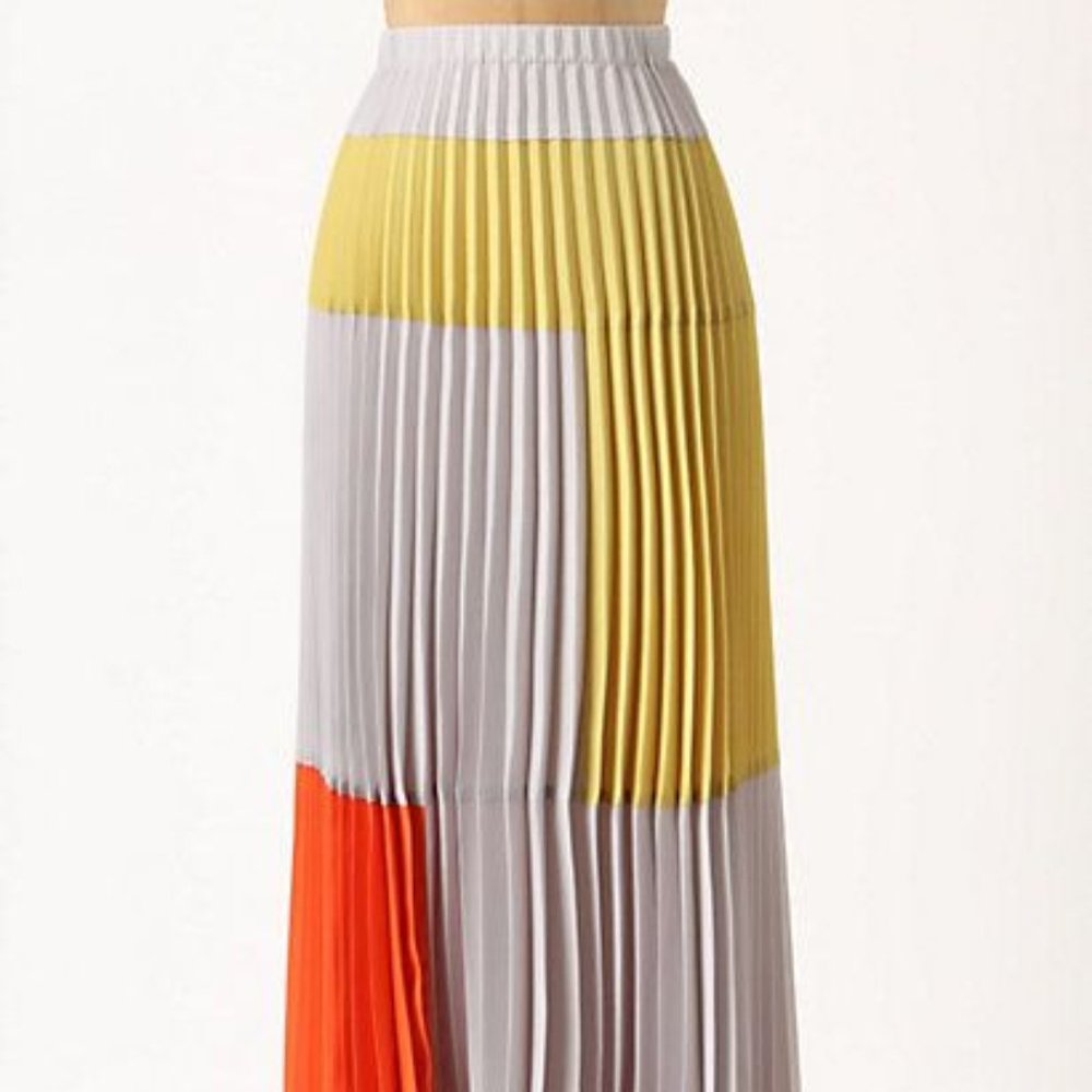 NWT Anthropologie Tabitha pleated color block maxi skirt. Sz 10.